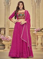 Georgette Pink Navratri Wear Embroidery Work Ready To Wear Lehenga Choli